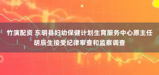 竹演配资 东明县妇幼保健计划生育服务中心原主任胡辰生接受纪律审查和监察调查